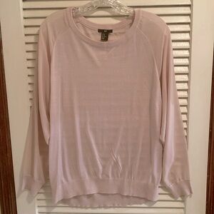 H&M- Blush Crewneck/ Sheer Sleeves Sweater Sz M